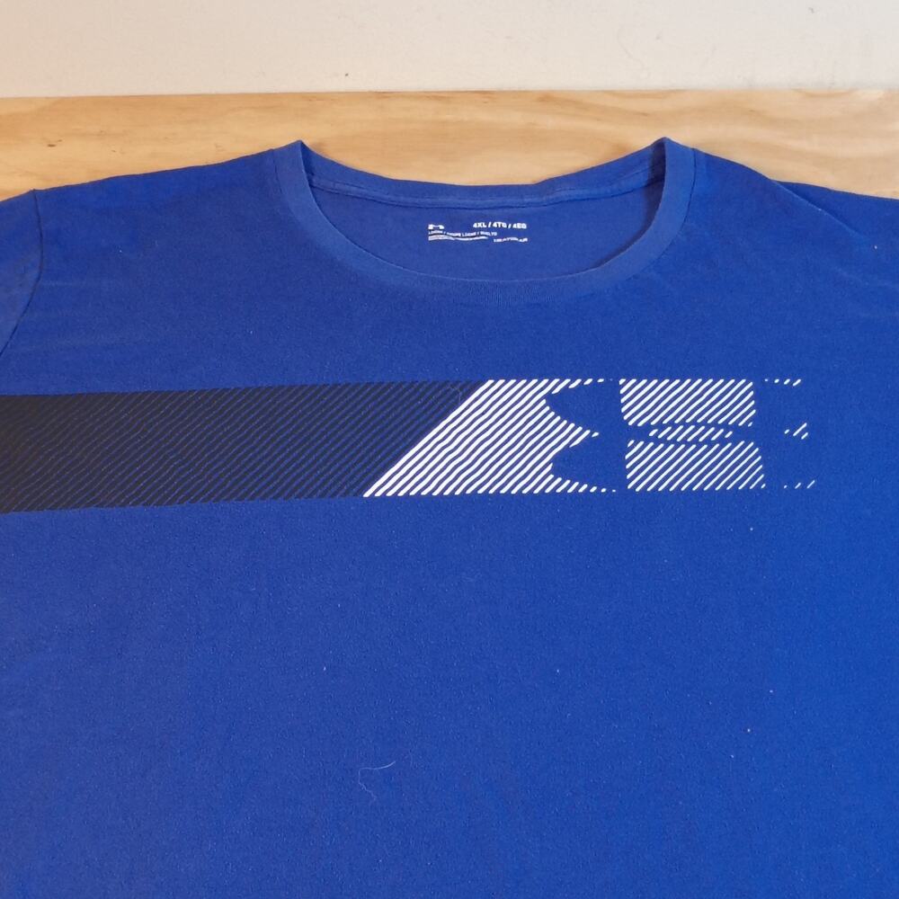 Under Armour HeatGear Men's T-Shirt 4XL Blue Short Sleeve Graphic Logo Loose